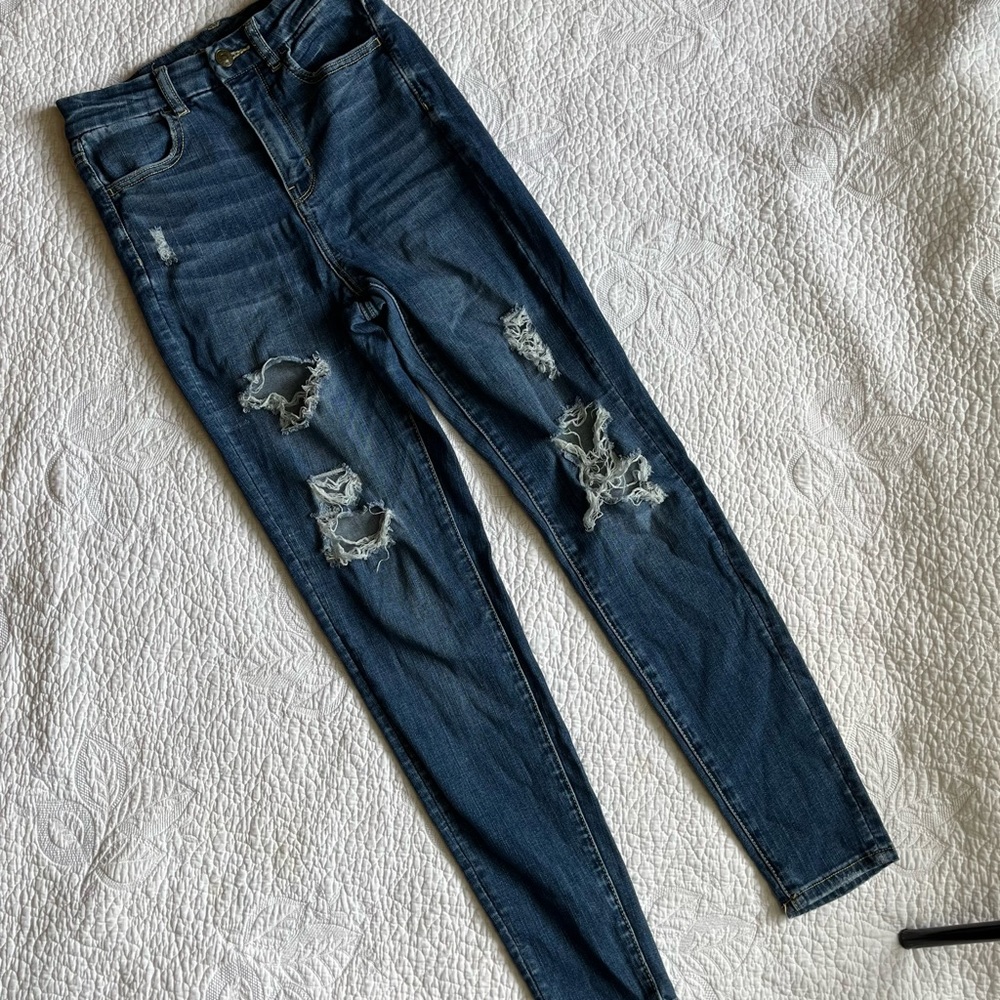 AE American Eagle Next Level Stretch Jeans Size 4 Curvy Super Hi Rise